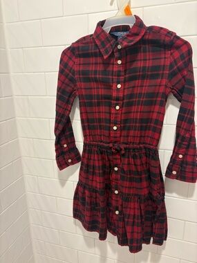 Polo by Ralph Lauren Red & Black Plaid Girls' Shirt Dress